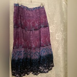 Broomstick Skirt. XL. Stretch waist. Multi-colored Blue, Purple.
